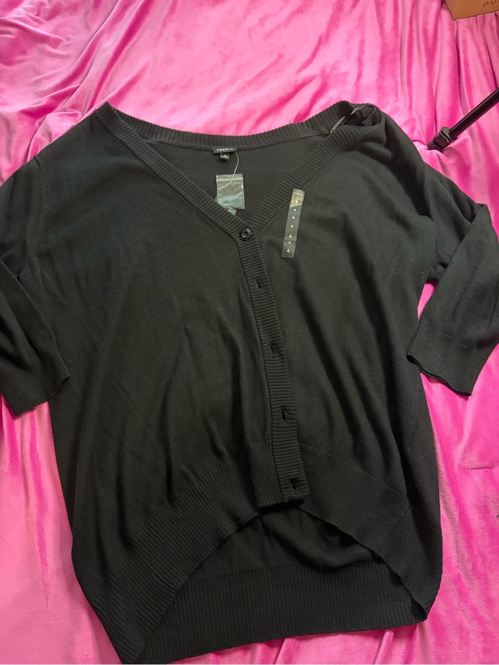 torrid Black V-Neck Button Front Womens Cardigan